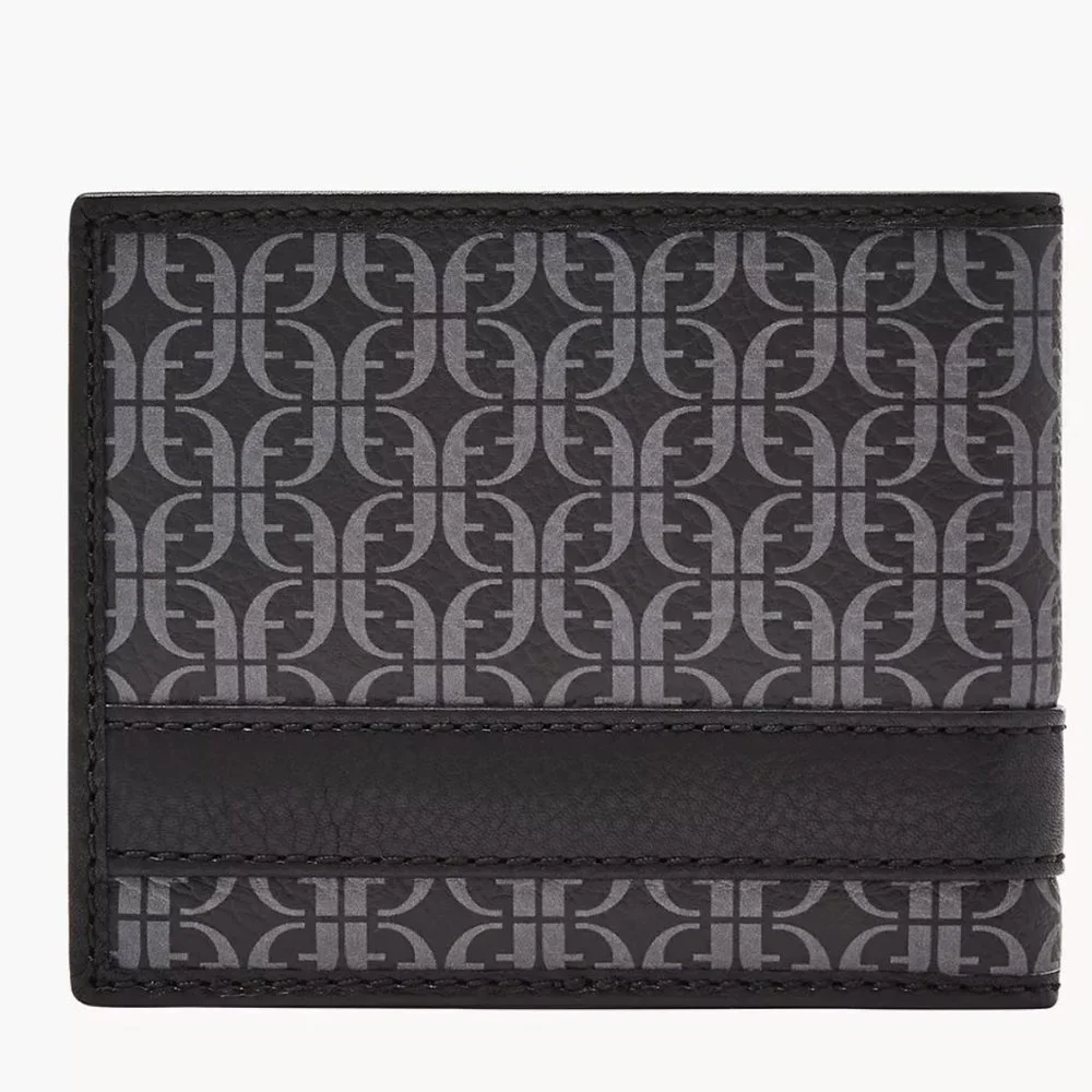 Fossil Lufkin Bifold Wallet Gray Black